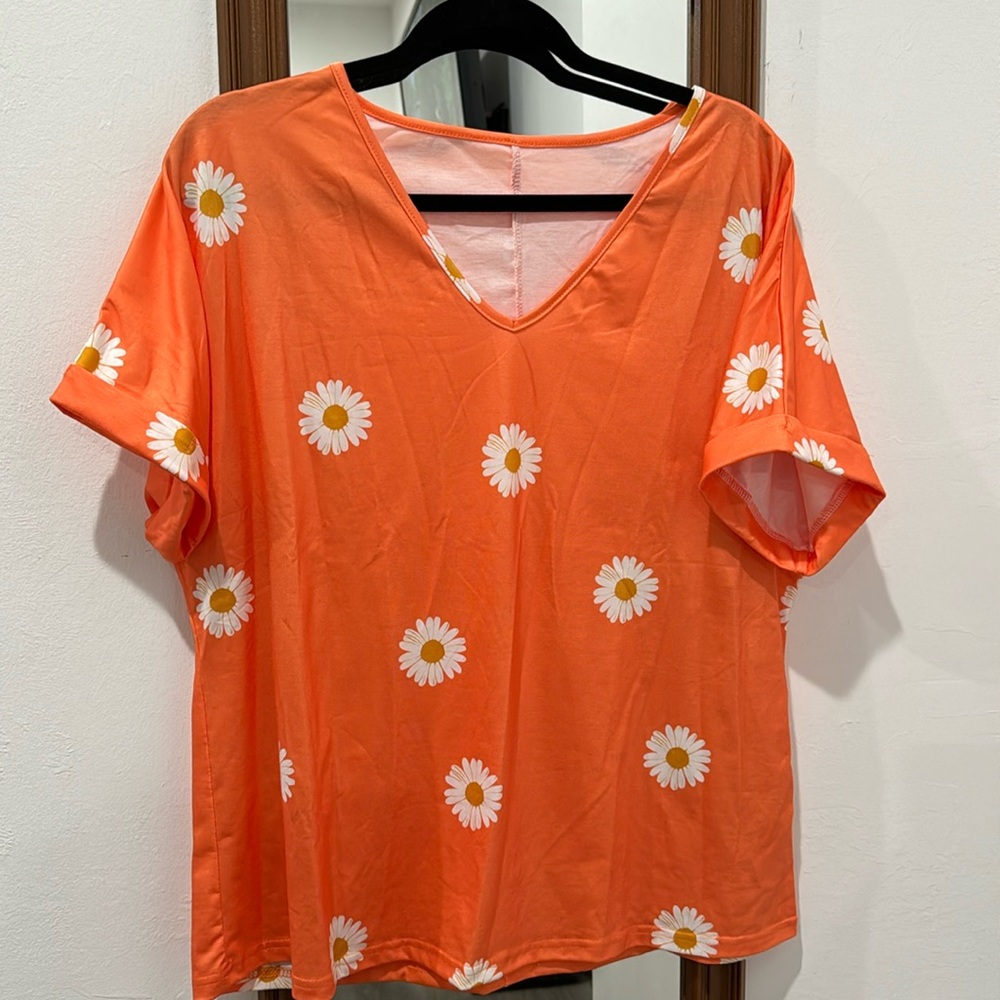 Orange Daisy design shirt